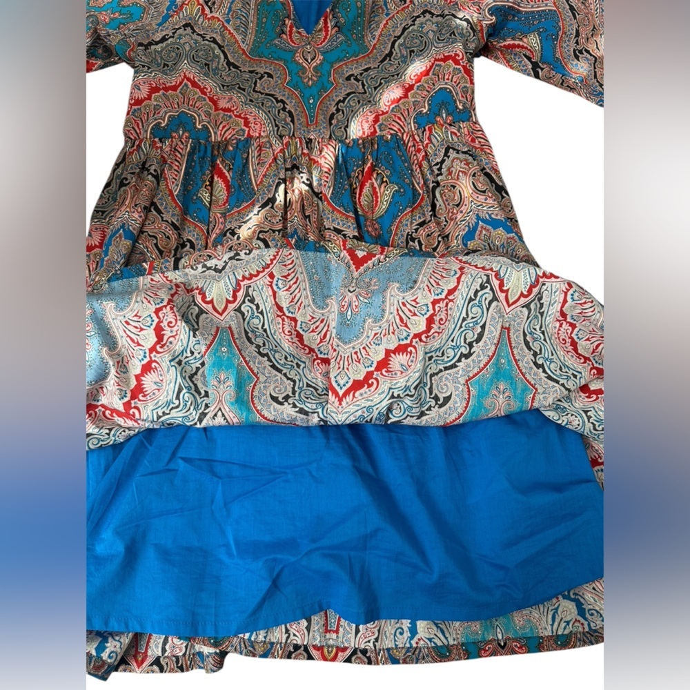 J Crew Rebecca Tiered Poplin Ratti Mediterranean Paisley Print Dress Size XS - Picture 8 of 10